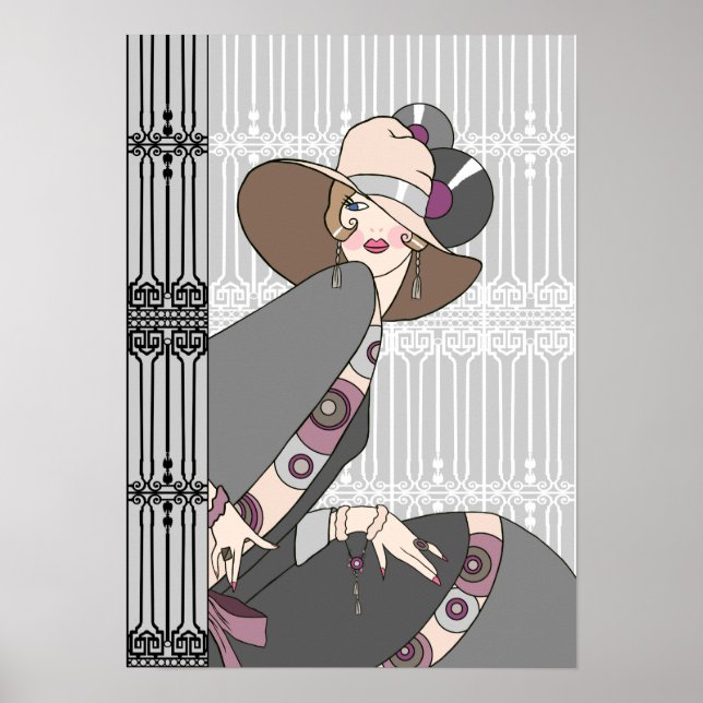 Poster Shelby, 1930s Lady in Grey and Rose (Devant)