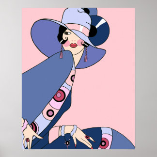 Poster Shelby, Dame des années 1920 en rose et bleu