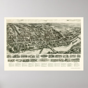 Poster Shelton, CT Panoramic Map - 1919