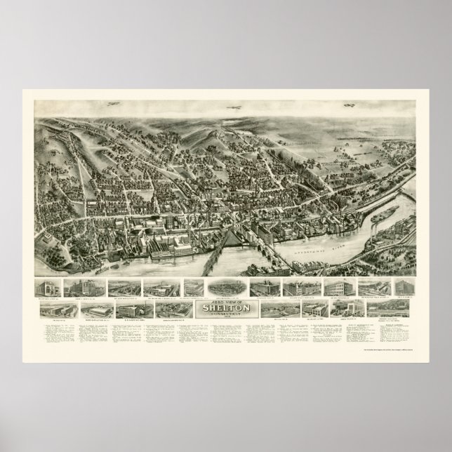 Poster Shelton, CT Panoramic Map - 1919 (Devant)