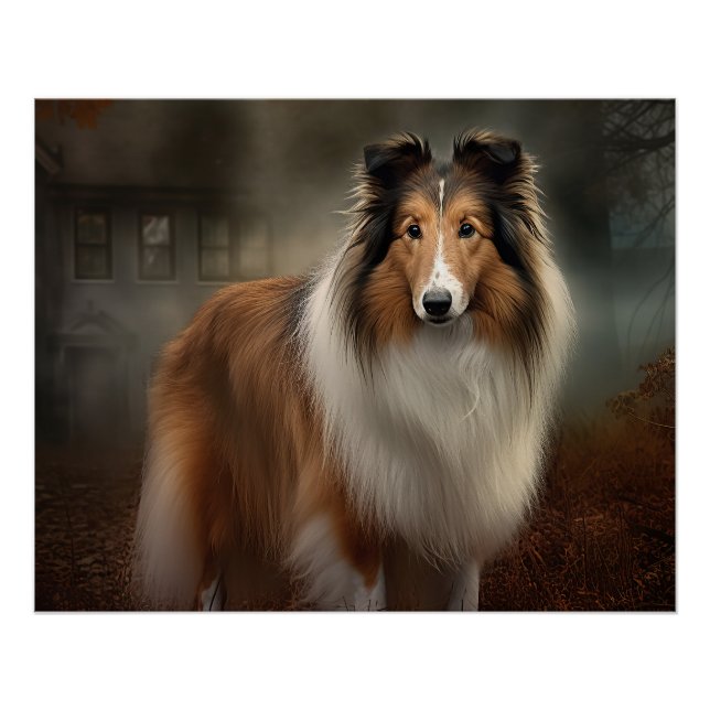 Poster Shetland Sheepdog Halloween Épouvantable (Devant)
