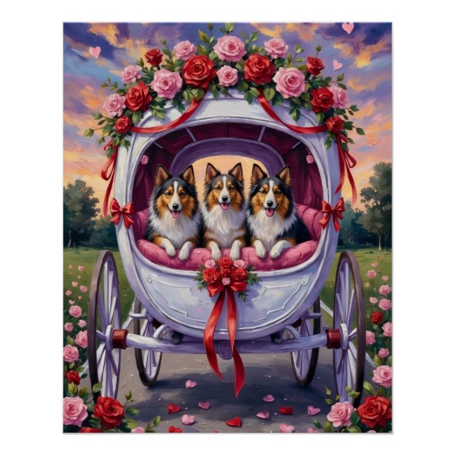 Poster Shetland Sheepdog Saint-Valentin  (Devant)