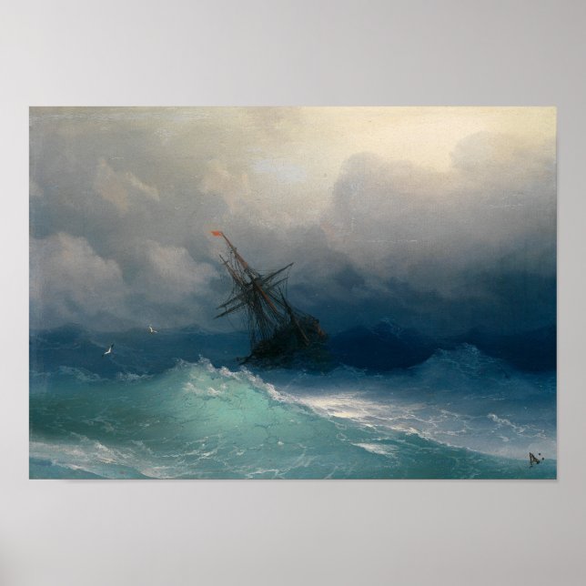 Poster Ship on Stormy Seas (Devant)