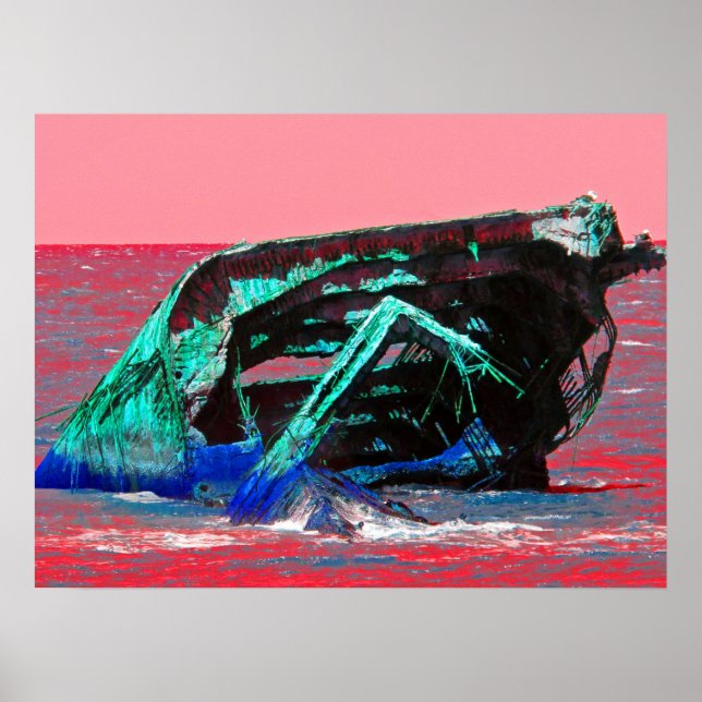 Poster Shipwreck Abstract Pink (Devant)
