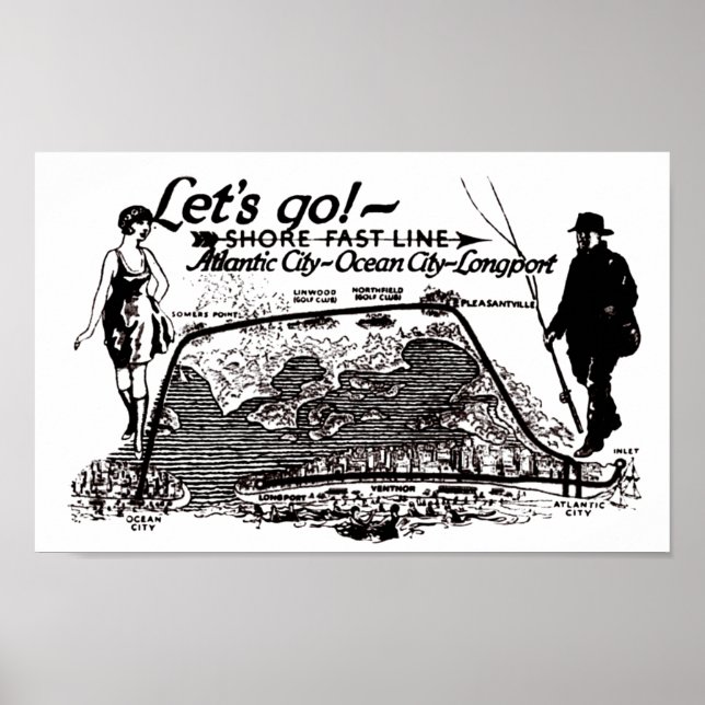 Poster Shore Fast Line Trolleys 1910 (Devant)