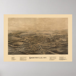 Poster Shortsville, carte panoramique de NY - 1892