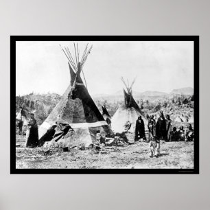 Poster Shoshoni Indian et Skin Tipis 1884