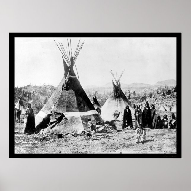 Poster Shoshoni Indian et Skin Tipis 1884 (Devant)