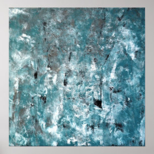 Poster 'Shuffling' Art Turquoise et gris Abstrait