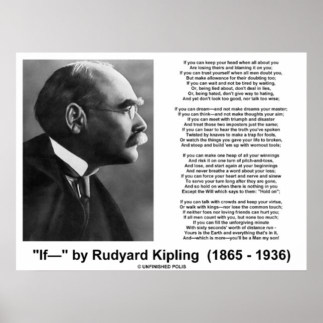 Poster Si Poème De Rudyard Kipling (Photo Kipling) (Devant)