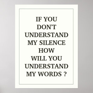 Posters Affiches Citation Silence Zazzle Fr