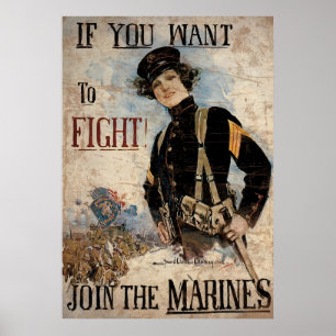 Poster Si vous voulez combattre joignez les marines