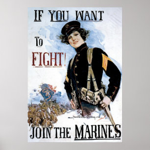 Poster Si vous voulez combattre joignez les marines