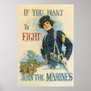 Poster Si Vous Voulez Combattre-Rejoindre Les Marines