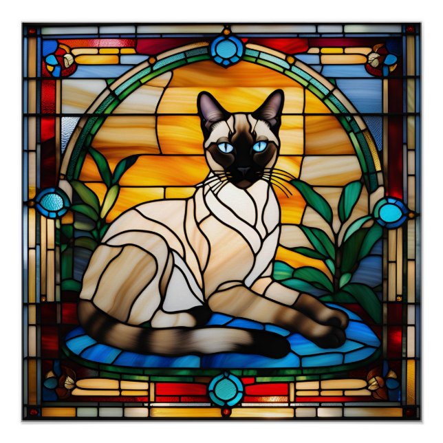 Poster Siamese Chat Tissu Verre (Devant)