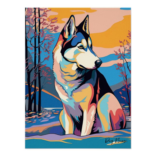 Poster Siberian Husky Dog 004 - Bruno Pokopen (Devant)
