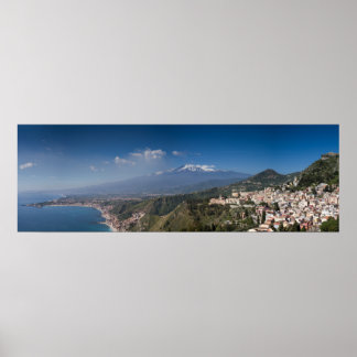 Poster Sicile - Taormina devant l'affiche de l'Etna