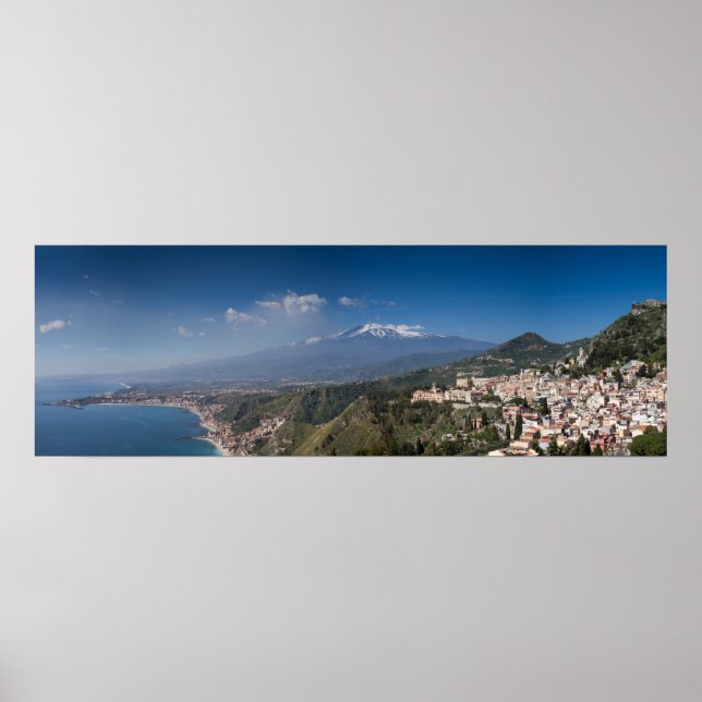 Poster Sicile - Taormina devant l'affiche de l'Etna (Devant)