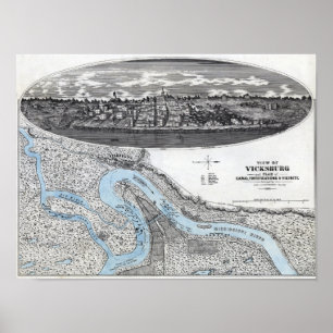 Poster Siège de Vicksburg - carte panoramique 2 de guerre
