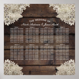 Poster Sièges de Table de Mariage Romantique en Bois Rust