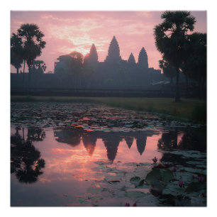 Poster Siem Reap Wat Lac Cambodgien Vintage