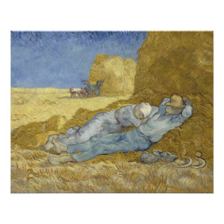 Poster Siesta après Millet par Vincent Van Gogh