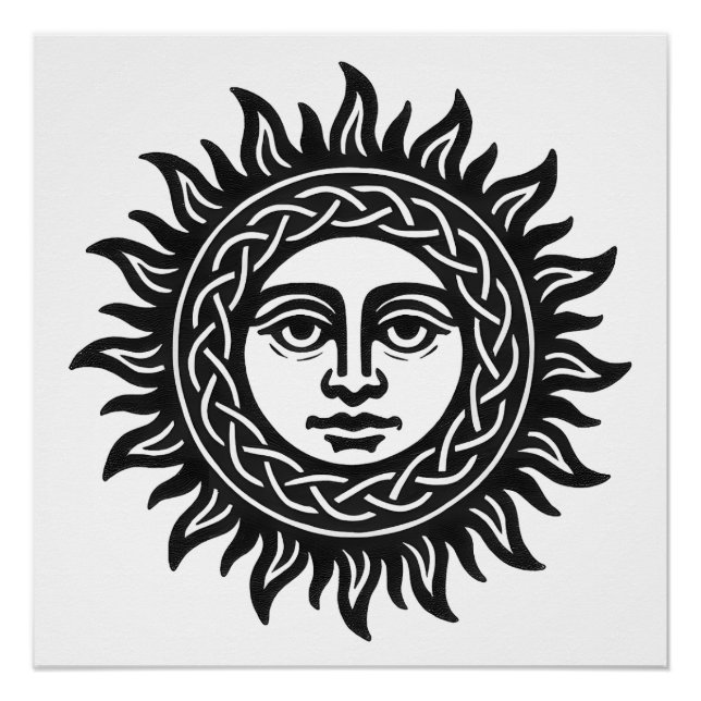 Poster Sigil du Visage Solaire – Emblème du Soleil Noir (Devant)