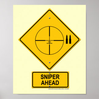 Poster Signal d'avertissement de sniper à l'avant (Crossh