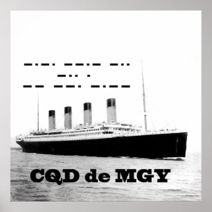 Poster Signal de détresse sans fil CQD de MGY du Titanic