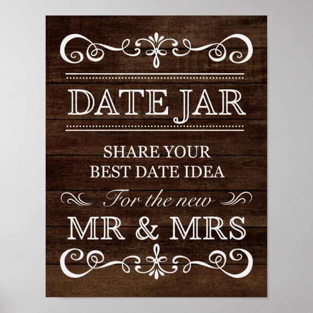 Poster Signal mariage - Date Jar Rustique Mariage Signal (Devant)