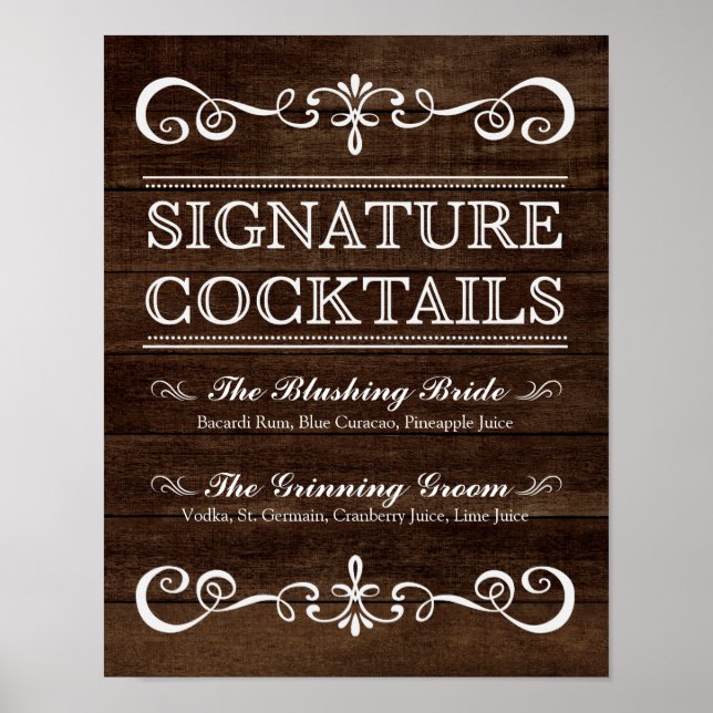 Poster Signal mariage - Signature Cocktail Rustique Maria (Devant)