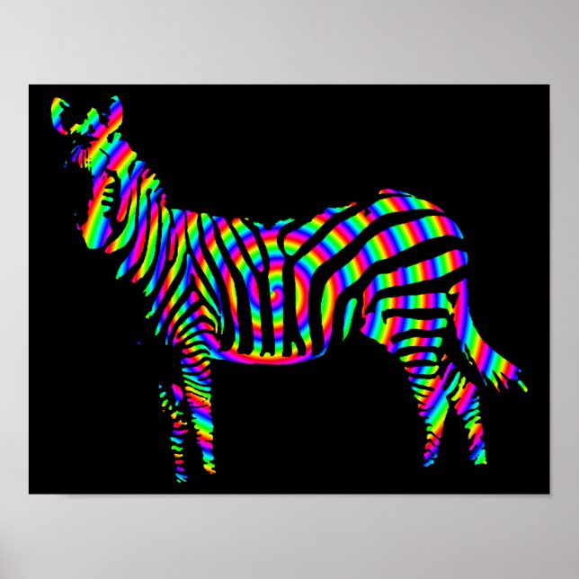 Poster Signe d'affiche Zebra Rainbow Silhouette (Devant)