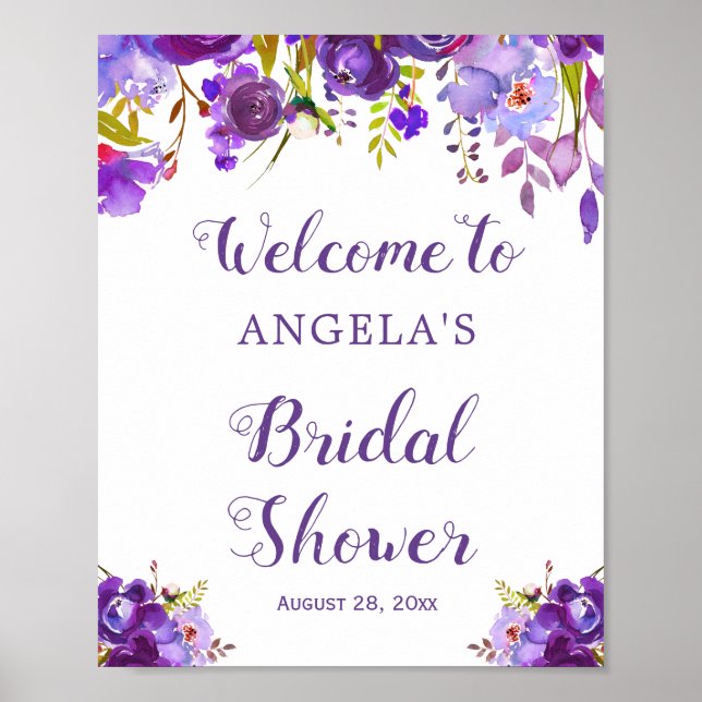 Poster SIGNE DE Mariage D'Accueil Floral Violet Ultra Vio (Devant)