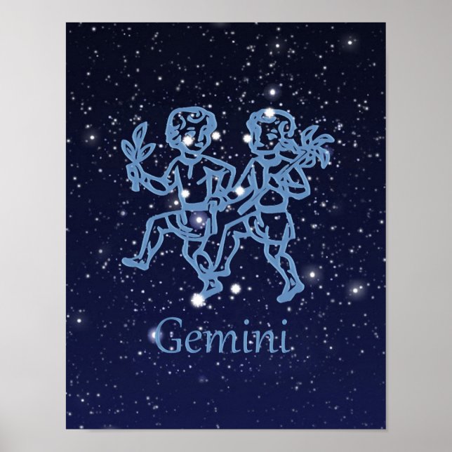 Poster Signe du zodiaque et constellation des Gémeaux (Devant)