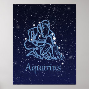 Poster Signe du zodiaque et constellation du Verseau
