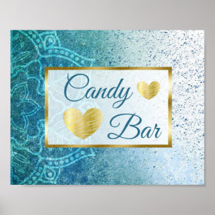 Poster SIGNE mariage Barre de bonbons bleu Mandala