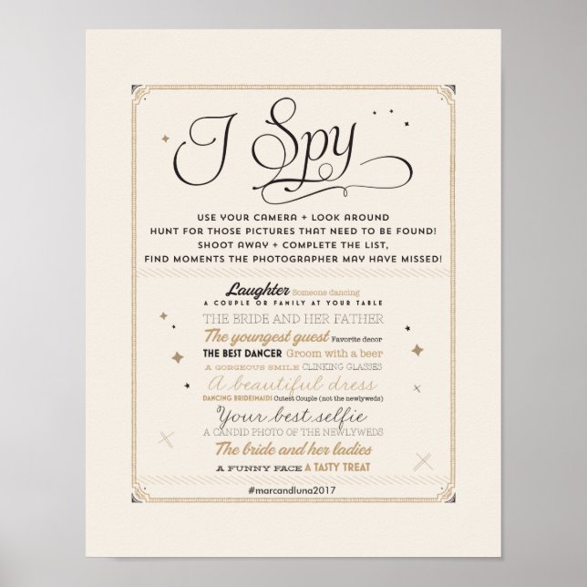 Poster Signe Mariage Black & Gold I Spy (Devant)