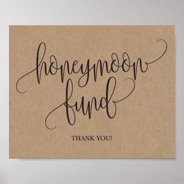 Poster SIGNE Mariage Rustique Kraft Honeymoon Fund (Devant)
