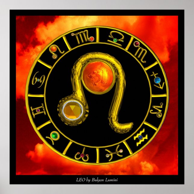 Poster Signes du zodiaque LEO Chart Astrologie (Devant)