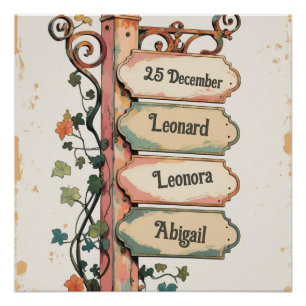 Poster Signet d'arbre familial rustique - Vintage personn