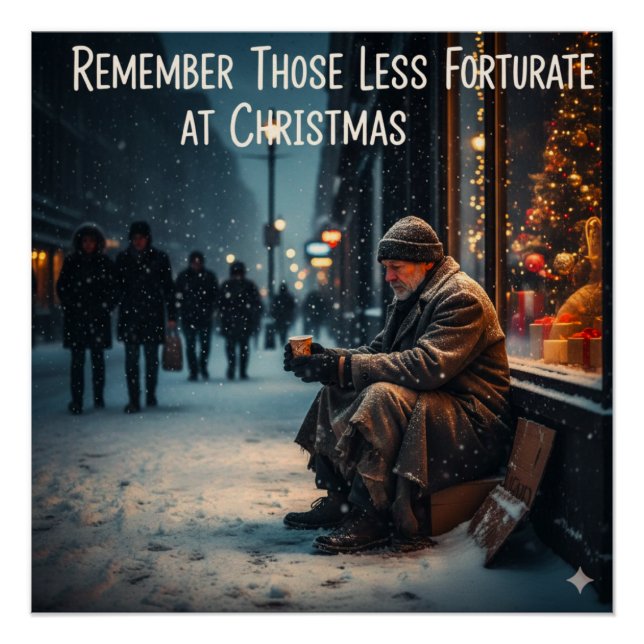POSTER SIGNIFICATION DE NOËL IMAGE PENSEZ AUX PAUVRES (Devant)
