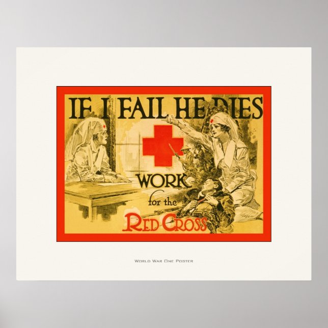 Poster S'Il Mort En Échec, Il Décède ~ Vintage Nurse WW1  (Devant)