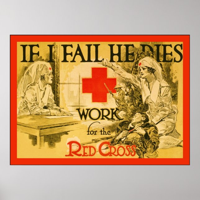Poster S'Il Mort En Échec, Il Décède ~ Vintage Nurse WW1  (Devant)