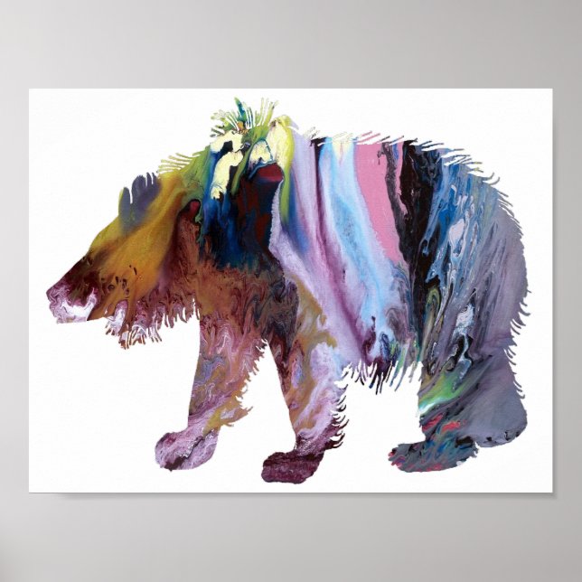 Poster silhouette Abstraite de l'ours paresseux (Devant)