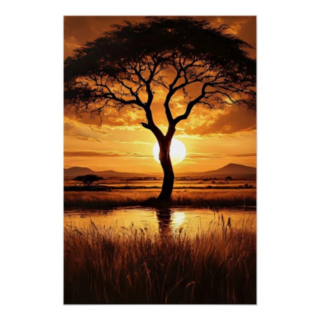 Poster Silhouette africaine (Devant)