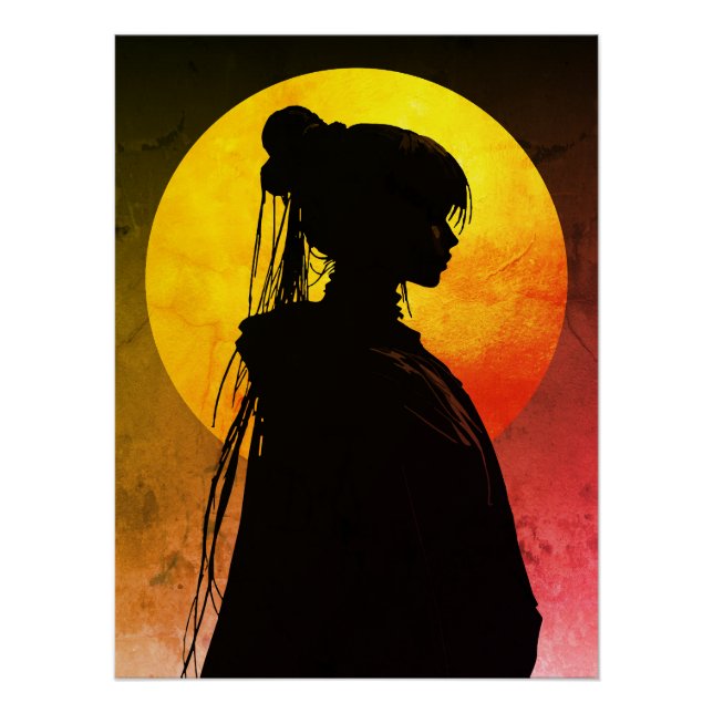 Poster Silhouette au Clair de Lune Mystique – Anime Éléga (Devant)