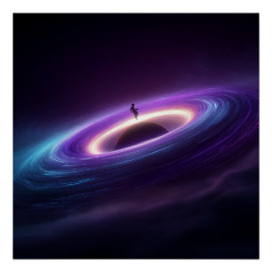 Poster Silhouette d'astronaute sur le disque d'accrétion
