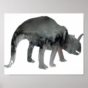 Poster Silhouette de dinosaure Abstraite