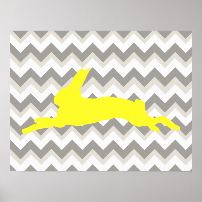 Poster Silhouette de lapin jaune sur les rayures de Chevr (Devant)