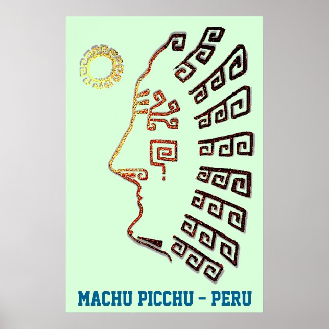 Poster Silhouette de Machu_Picchu élégant (Devant)